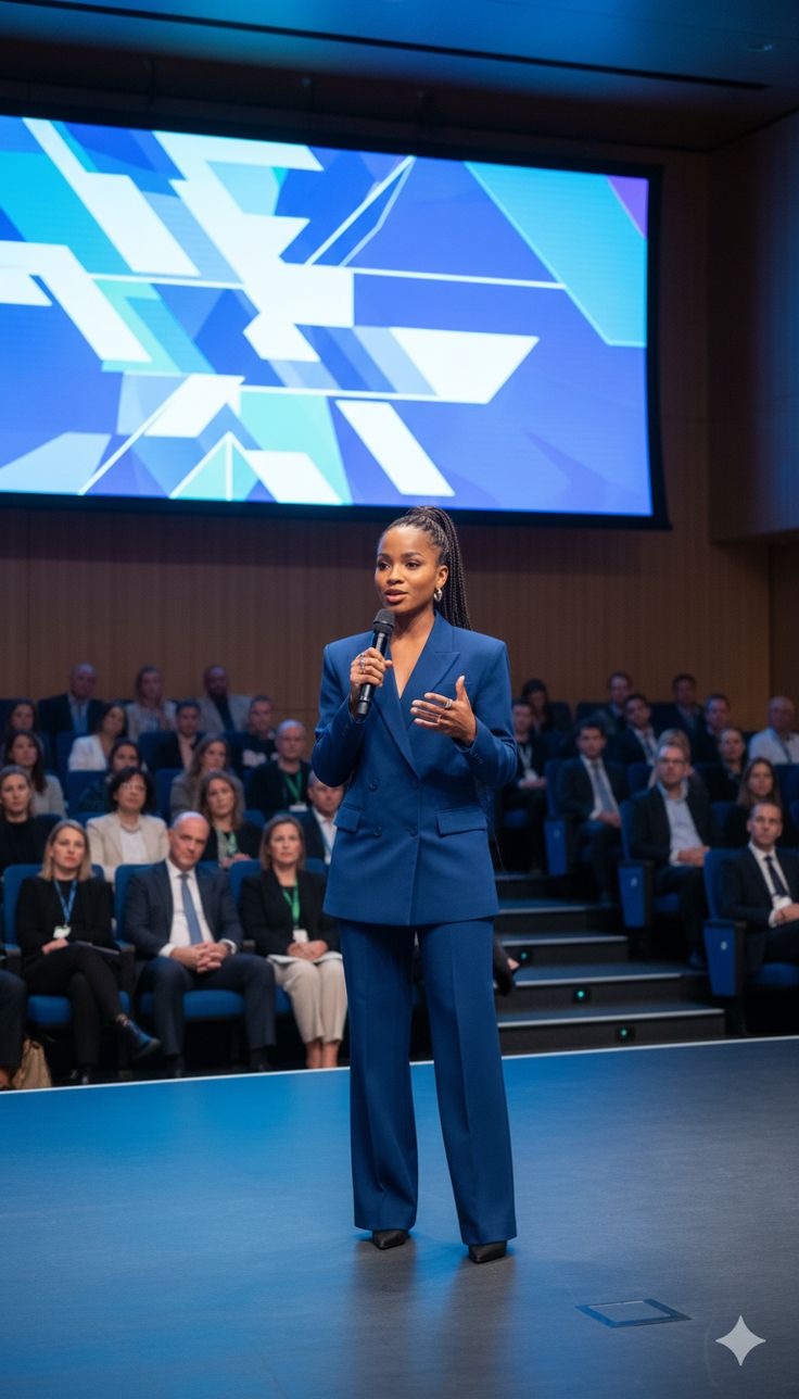 Woman delivering a keynote