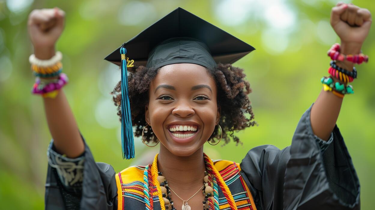 Graduate smiling outdoors