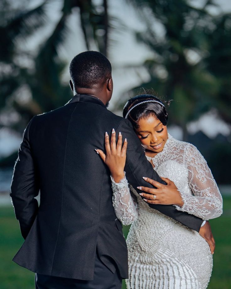 Bride embracing the groom